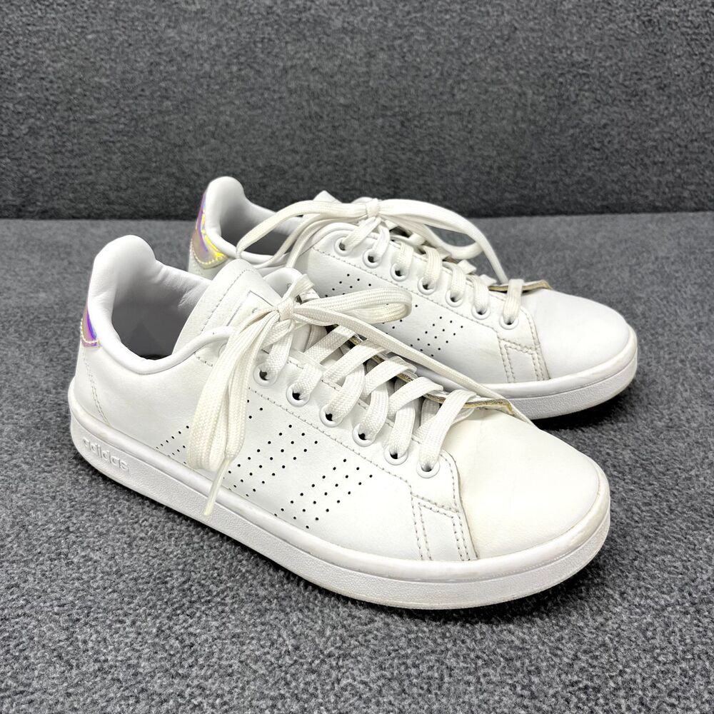 Adidas Sneakers Womens 5 White Hologram Cloudfoam Advantage Shoes HWI28Y001